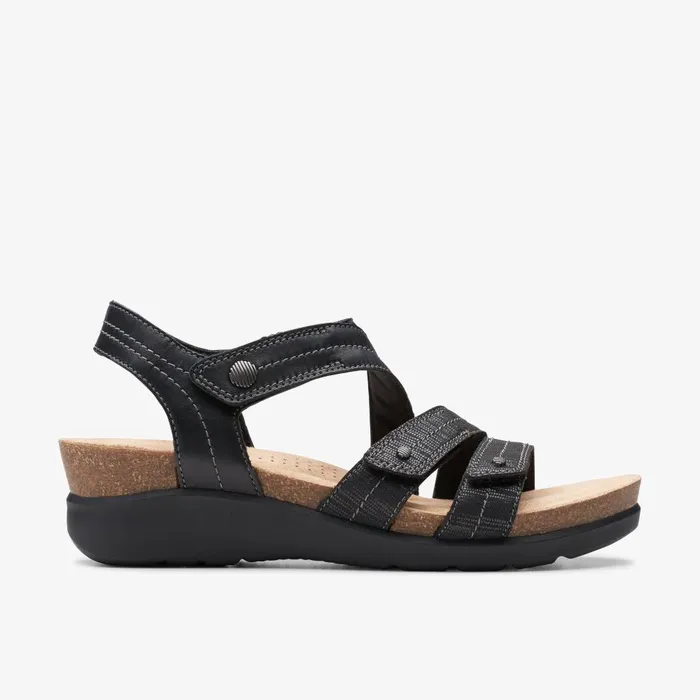 Calenne Clara Black Combination Women Clarks Wedges