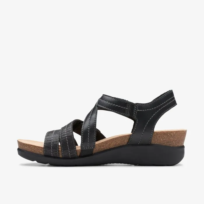 Calenne Clara Black Combination Women Clarks Wedges