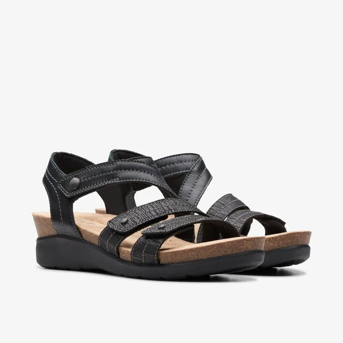 Calenne Clara Black Combination Women Clarks Wedges