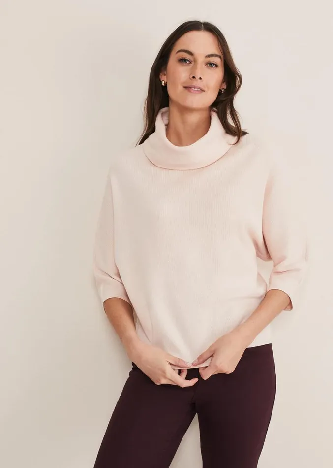 Camillan Cowl Neck Knit Jumper Pale Pink Women Phase Eight Knitwear
