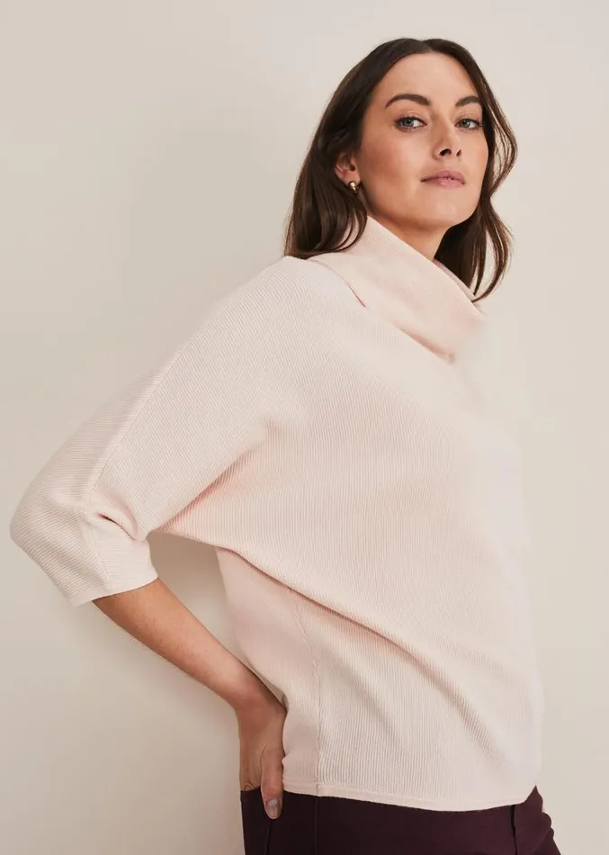 Camillan Cowl Neck Knit Jumper Pale Pink Women Phase Eight Knitwear