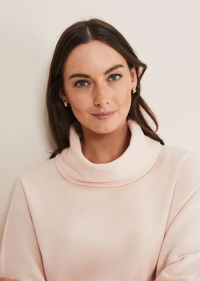 Camillan Cowl Neck Knit Jumper Pale Pink Women Phase Eight Knitwear