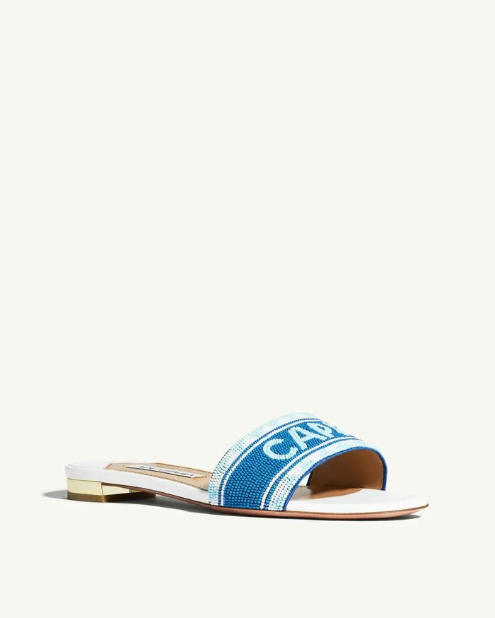 Capri Beads Slide White Women Aquazzura Flats
