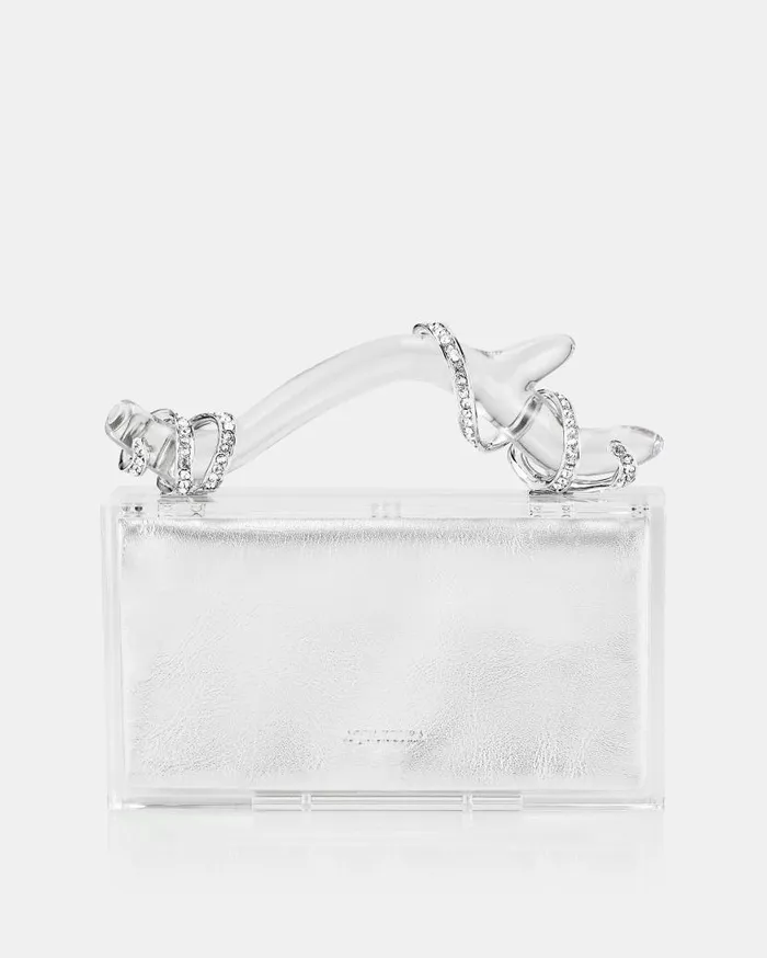 Capri Crush Clutch Silver Women Aquazzura Clutch Bags Capri Crush Clutch Silver Women Aquazzura Clutch Bags