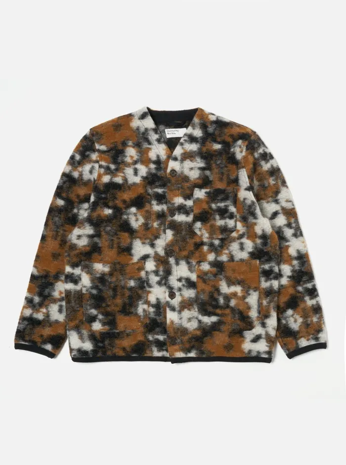 Cardigans Men Universal Works Universal Works Cardigan In Brown Ylang Flower Fleece