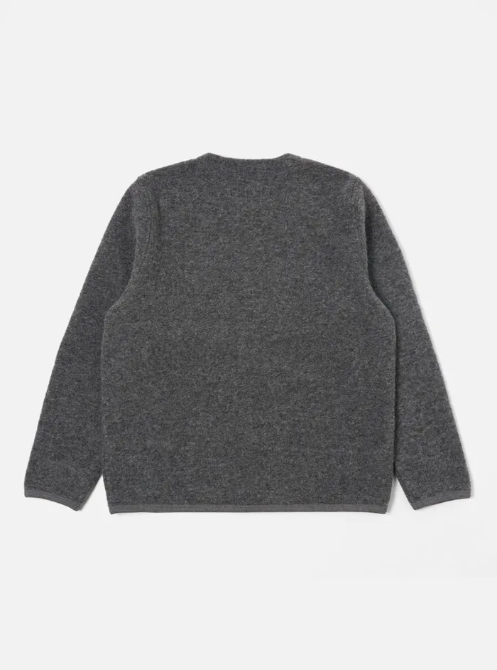 Cardigans Men Universal Works Universal Works Cardigan In Grey Marl Wool Fleece