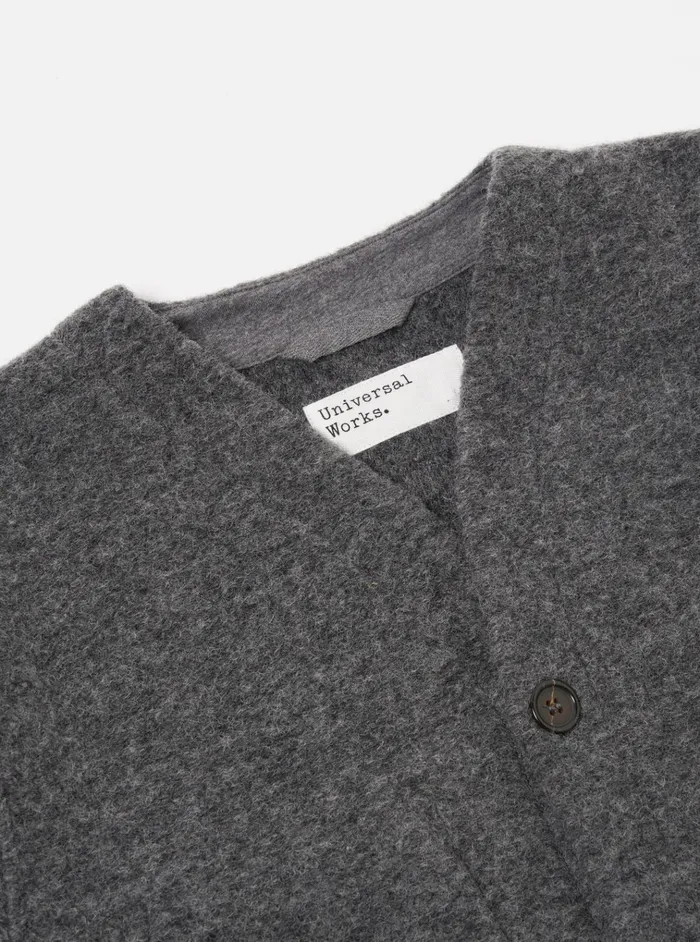 Cardigans Men Universal Works Universal Works Cardigan In Grey Marl Wool Fleece