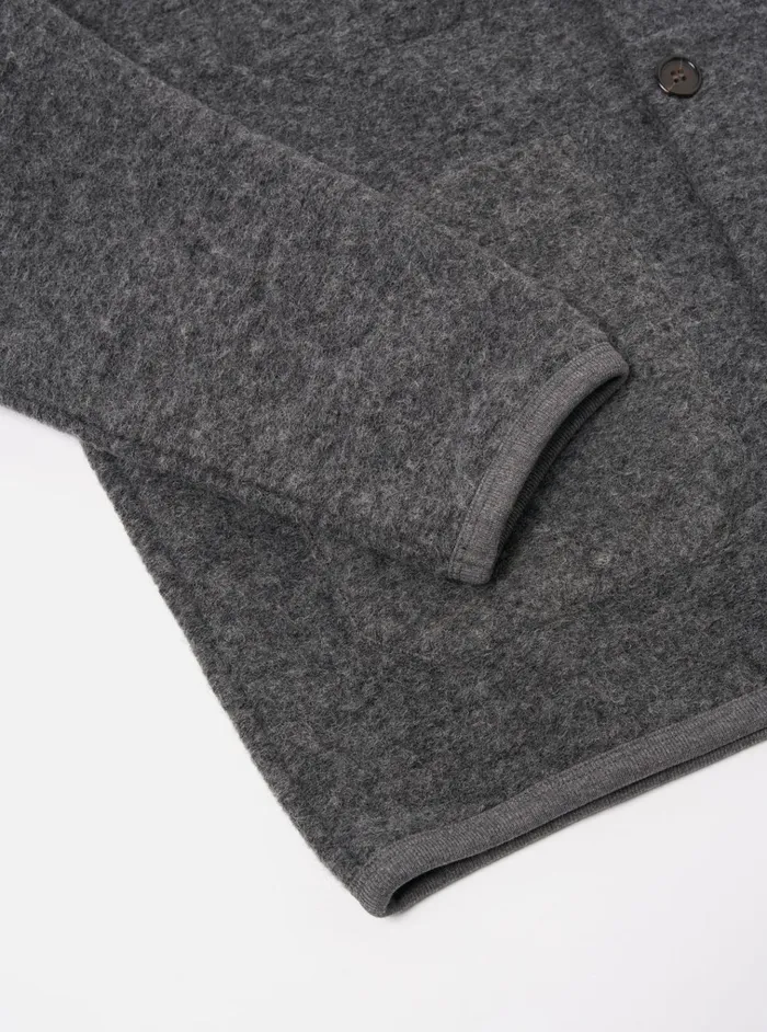 Cardigans Men Universal Works Universal Works Cardigan In Grey Marl Wool Fleece