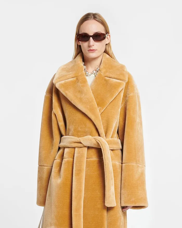 Carian Faux Fur Trench Coat Biscuit Women Nanushka Outerwear