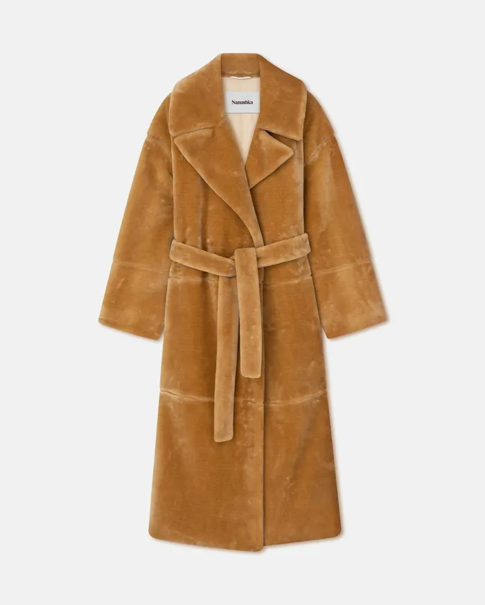 Carian Faux Fur Trench Coat Biscuit Women Nanushka Outerwear