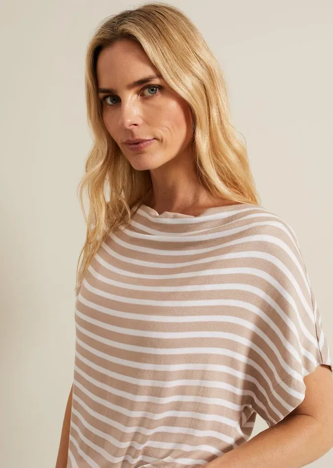 Carina Stripe Cowl Neck Top Neutral Women Phase Eight Tops and TShirts
