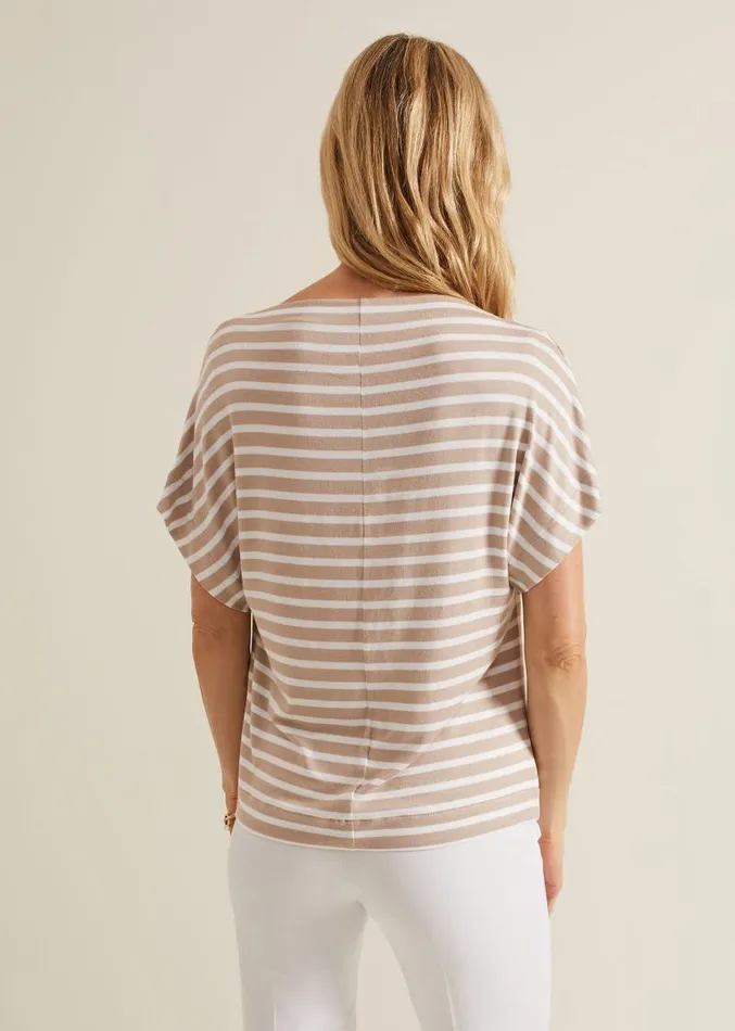 Carina Stripe Cowl Neck Top Neutral Women Phase Eight Tops and TShirts