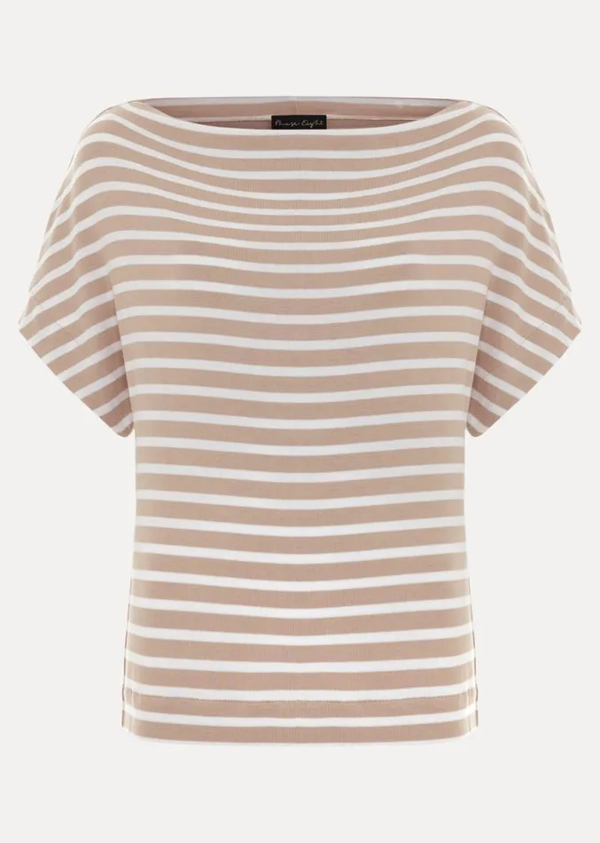 Carina Stripe Cowl Neck Top Neutral Women Phase Eight Tops and TShirts