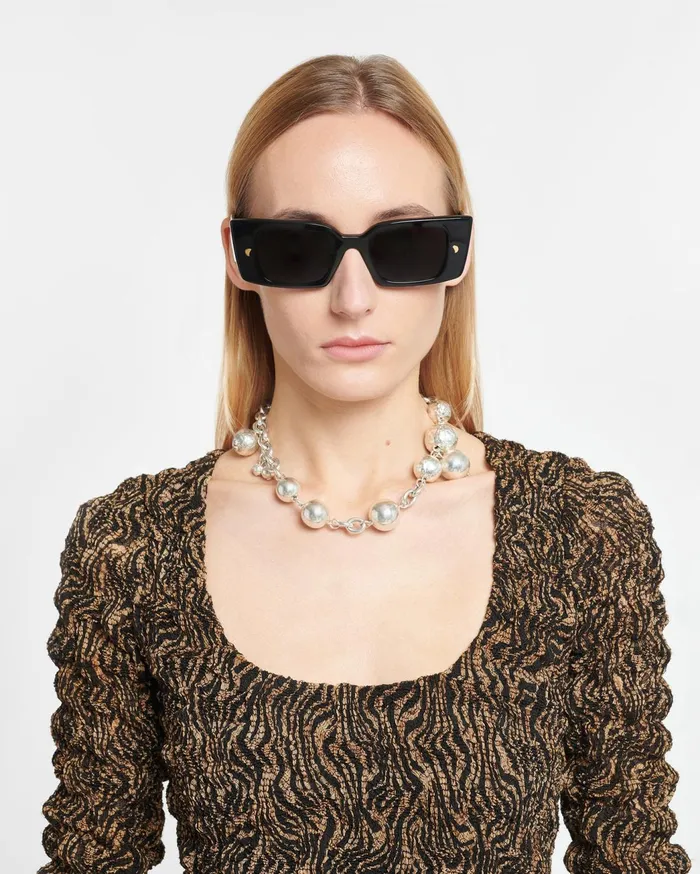 Carmel BioPlastic RectangleFrame Sunglasses Black WomenMen Nanushka Eyewear