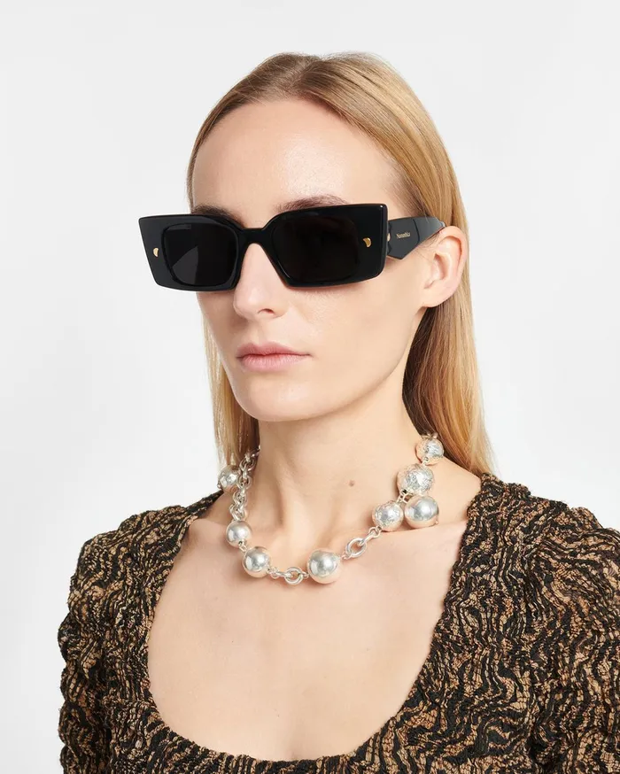 Carmel BioPlastic RectangleFrame Sunglasses Black WomenMen Nanushka Eyewear
