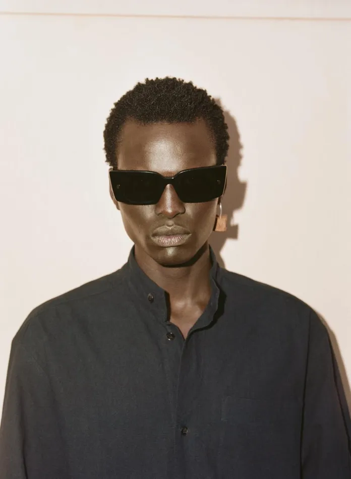Carmel BioPlastic RectangleFrame Sunglasses Black WomenMen Nanushka Eyewear