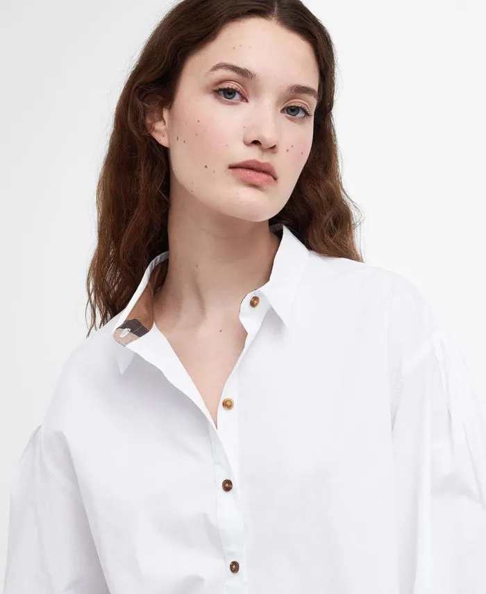 Catherine Oversized LongSleeved Shirt Classic White Women Barbour Shirts and Blouses