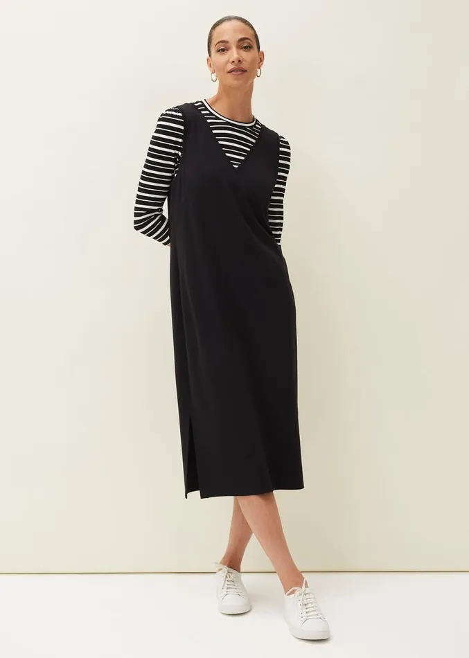 Catya Two Piece Stripe Top And Dress Black Women Phase Eight Dresses