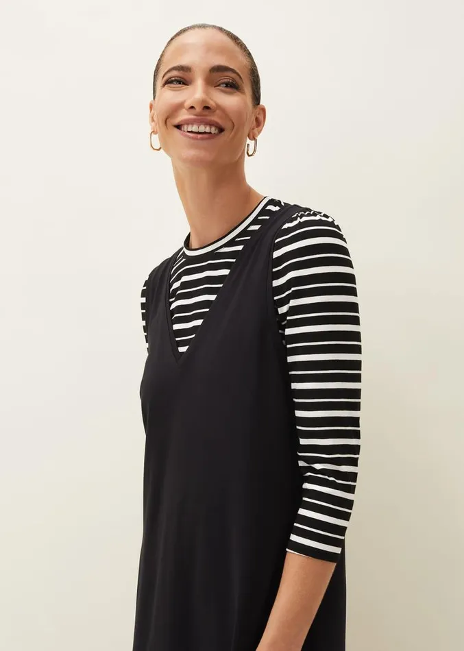 Catya Two Piece Stripe Top And Dress Black Women Phase Eight Dresses