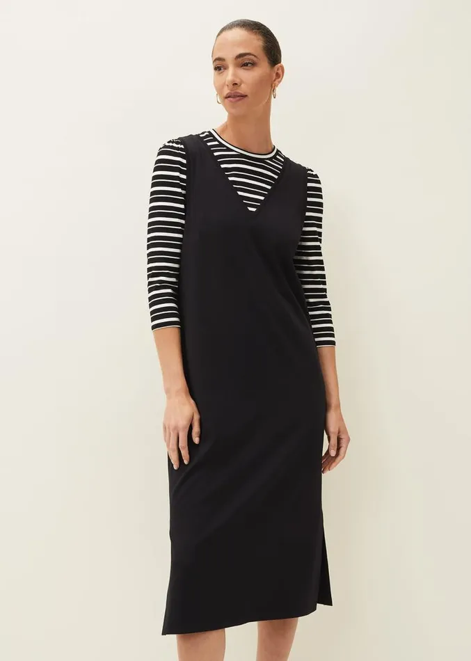 Catya Two Piece Stripe Top And Dress Black Women Phase Eight Dresses