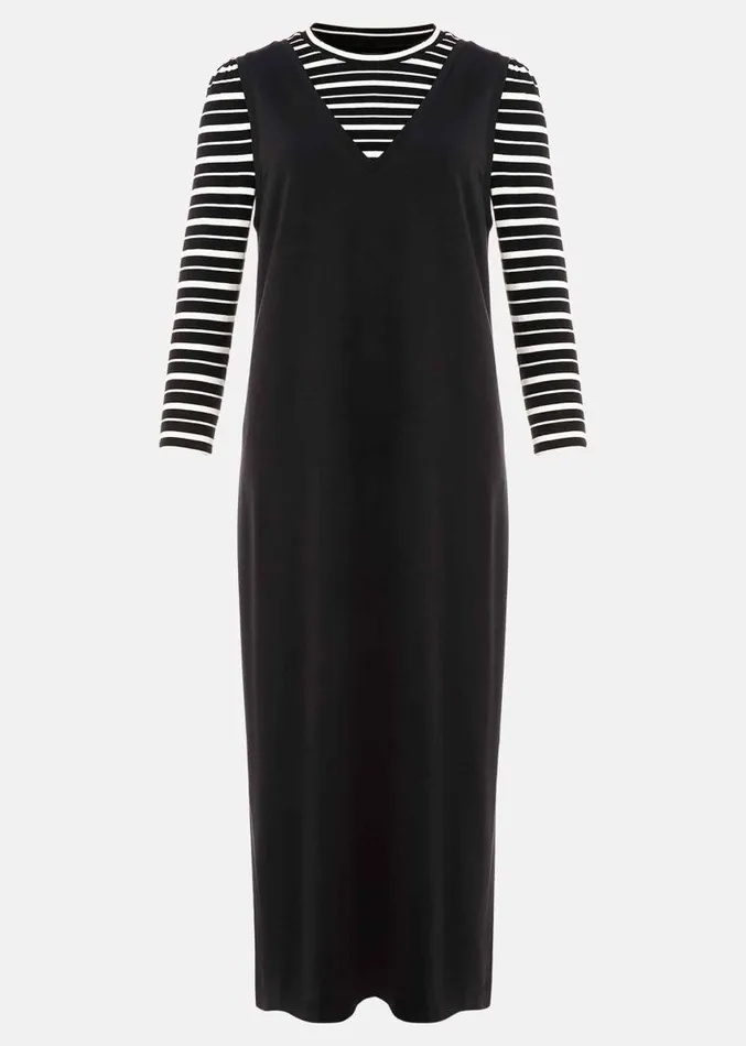 Catya Two Piece Stripe Top And Dress Black Women Phase Eight Dresses