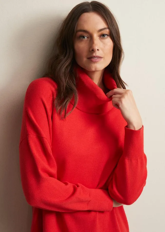 Cecilia Cowl Neck Jumper Dress Red Women Phase Eight Dresses