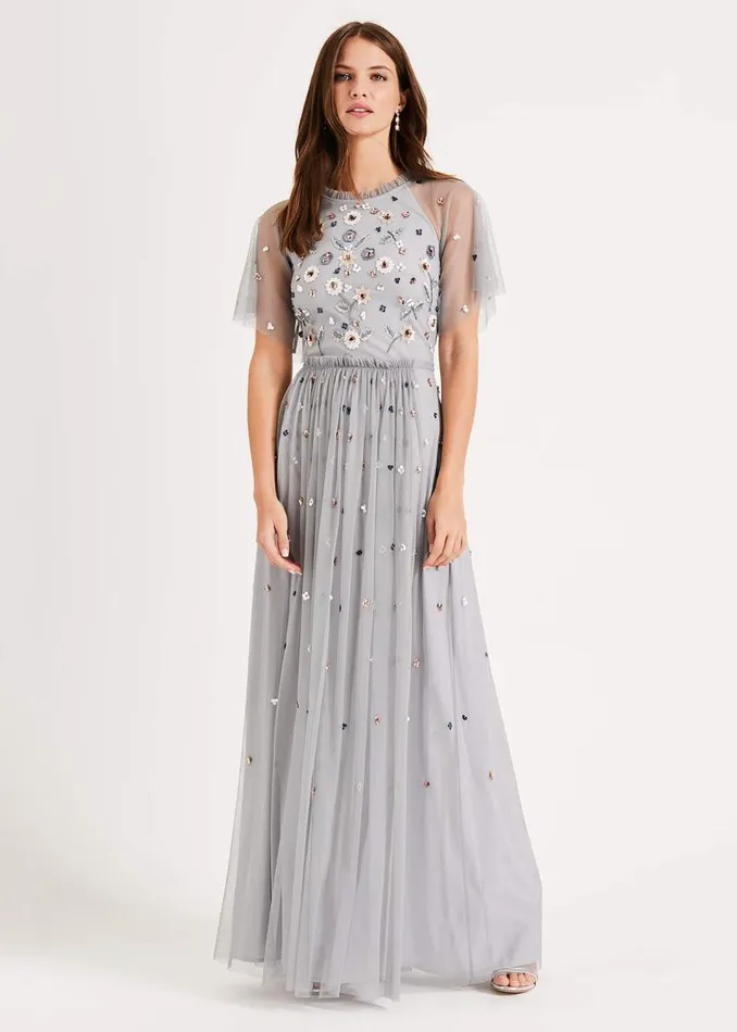 Celestra Embellished Maxi Dress Sky Blue Women Phase Eight Dresses