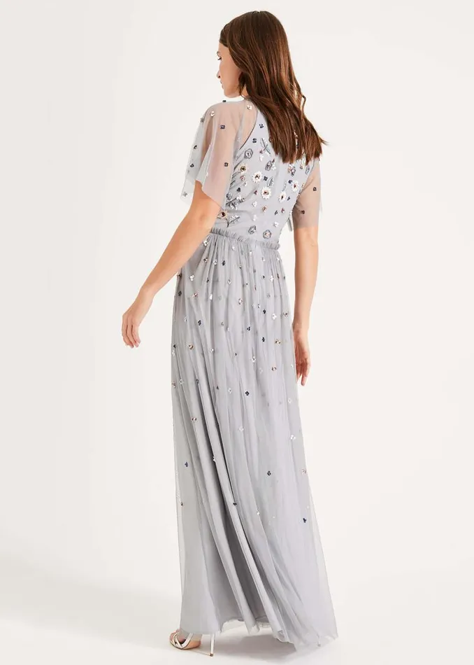 Celestra Embellished Maxi Dress Sky Blue Women Phase Eight Dresses