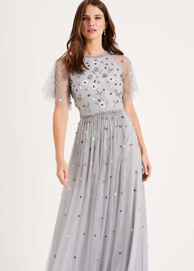 Celestra Embellished Maxi Dress Sky Blue Women Phase Eight Dresses