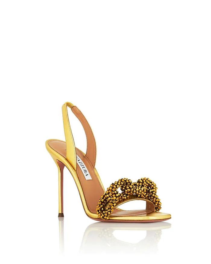 Chain Of Love Sandal 105 Gold Women Aquazzura Sandals Chain Of Love Sandal 105 Gold Women Aquazzura Sandals