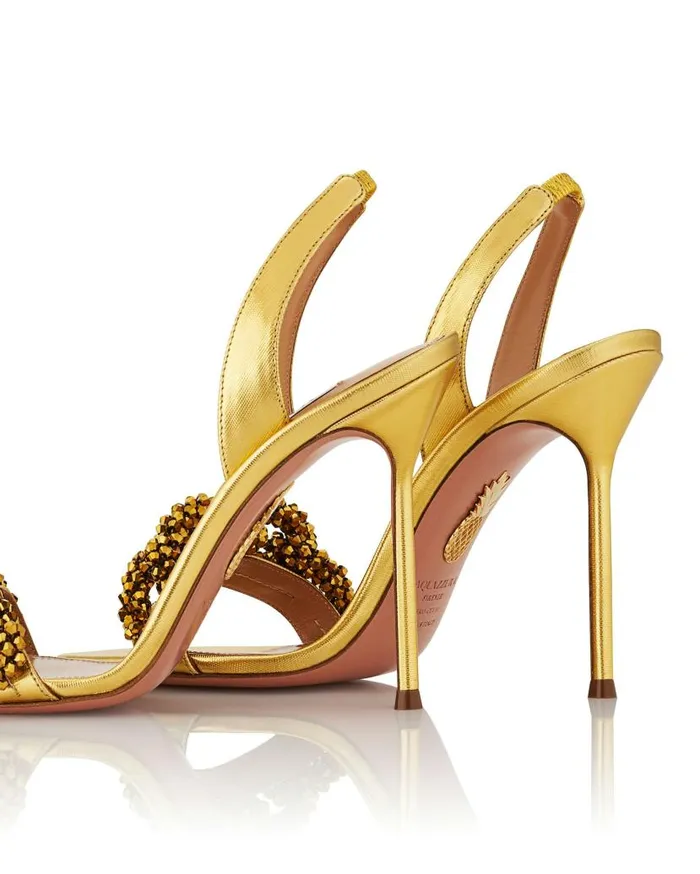 Chain Of Love Sandal 105 Gold Women Aquazzura Sandals Chain Of Love Sandal 105 Gold Women Aquazzura Sandals