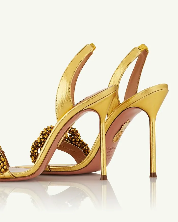 Chain Of Love Sandal 105 Gold Women Aquazzura Sandals Chain Of Love Sandal 105 Gold Women Aquazzura Sandals