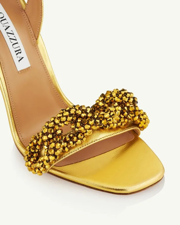 Chain Of Love Sandal 105 Gold Women Aquazzura Sandals Chain Of Love Sandal 105 Gold Women Aquazzura Sandals
