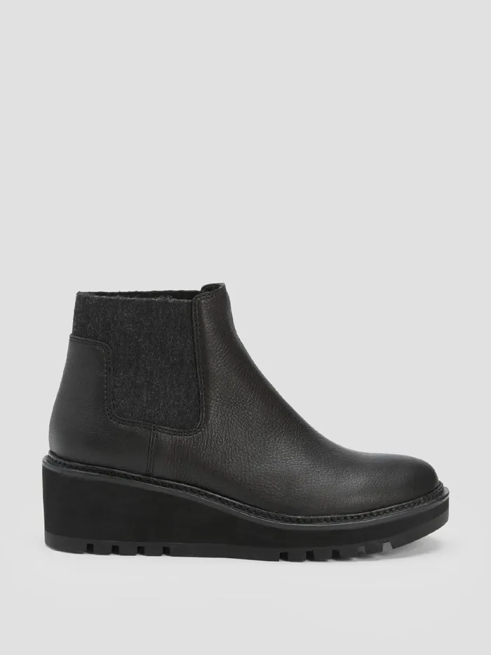 Chelsea Wedge Washed Leather Bootie Black Women Eileen Fisher Shoes