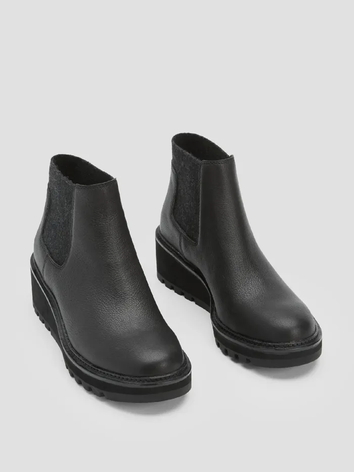 Chelsea Wedge Washed Leather Bootie Black Women Eileen Fisher Shoes