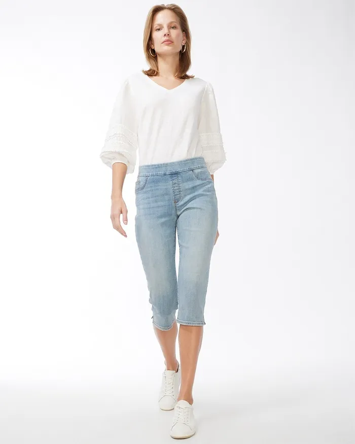 Chico039s 17034 Pull On Capris Castlebar Indigo Women Jeans and Denim