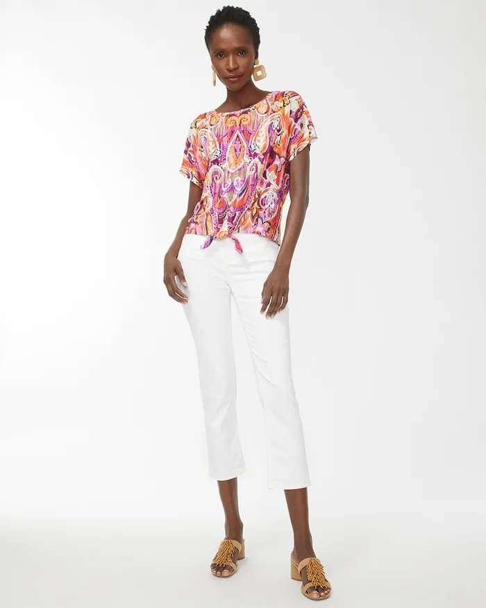 Chico039s 40th Anniversary Linen Tie Tee Kalmia Women Tees