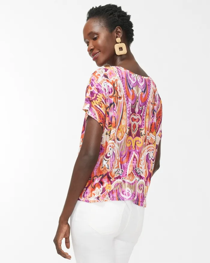 Chico039s 40th Anniversary Linen Tie Tee Kalmia Women Tees