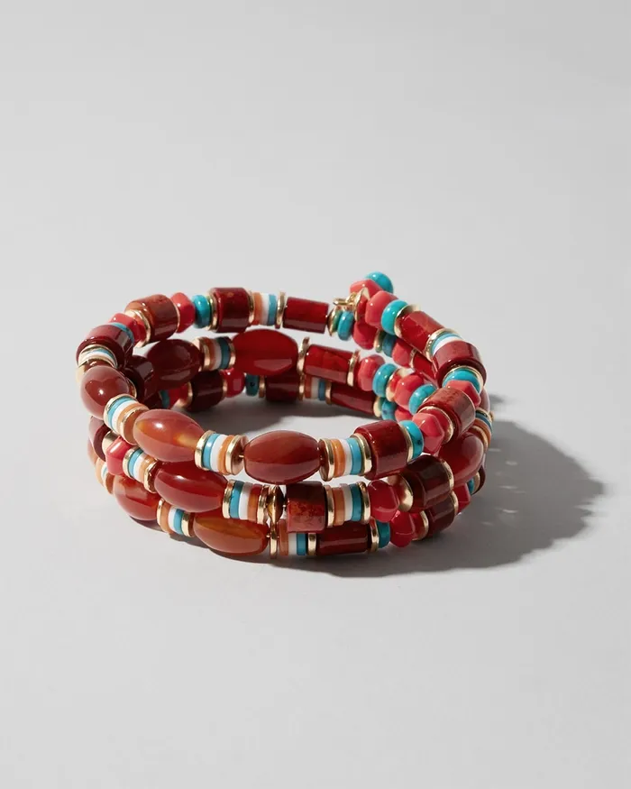 Chico039s Beaded Coil Bracelet Warm Multi Women Bracelets