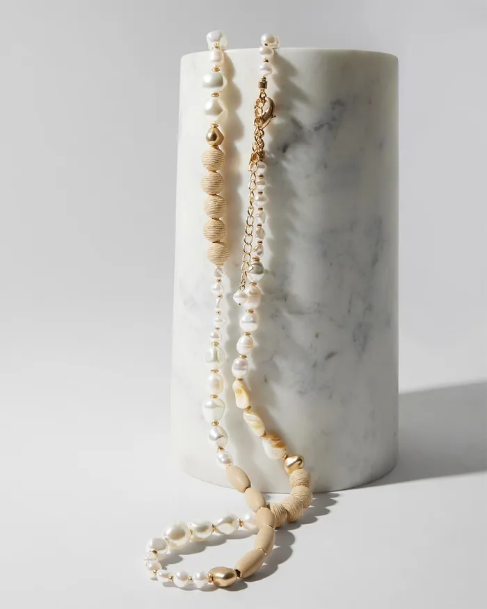 Chico039s Beaded SingleStrand Necklace Neutral Women Necklaces