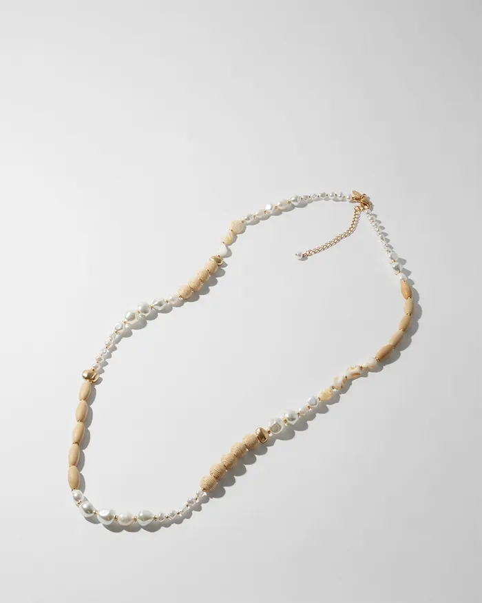 Chico039s Beaded SingleStrand Necklace Neutral Women Necklaces