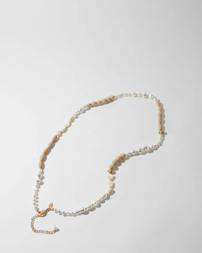 Chico039s Beaded SingleStrand Necklace Neutral Women Necklaces