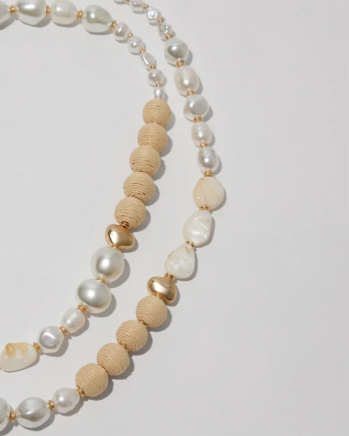 Chico039s Beaded SingleStrand Necklace Neutral Women Necklaces