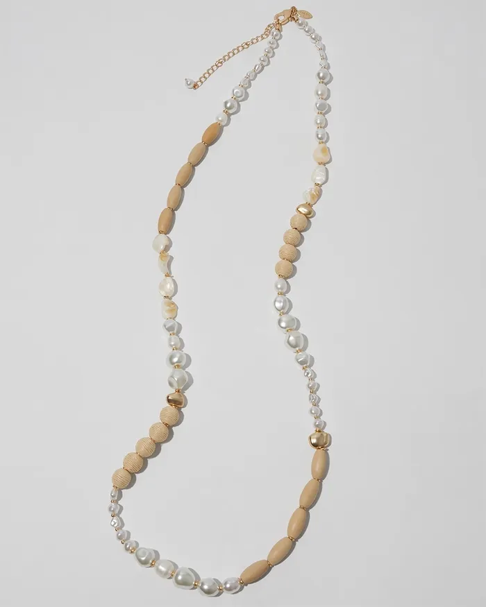 Chico039s Beaded SingleStrand Necklace Neutral Women Necklaces