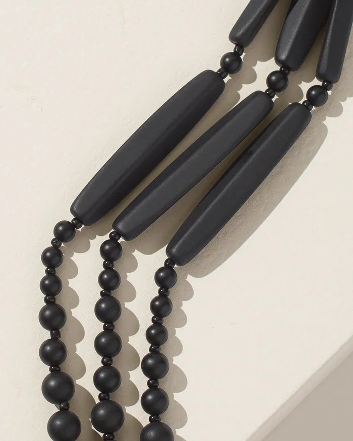 Chico039s Black Beaded Long Necklace Black Women Necklaces