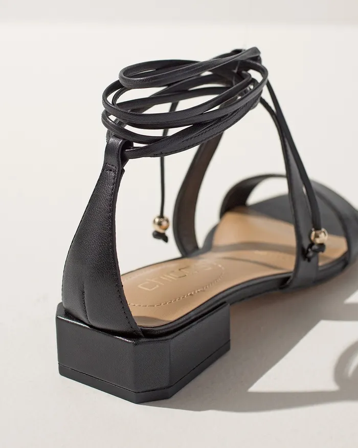 Chico039s Black Leather Lace Up Sandals Black Women Shoes