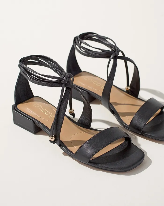 Chico039s Black Leather Lace Up Sandals Black Women Shoes