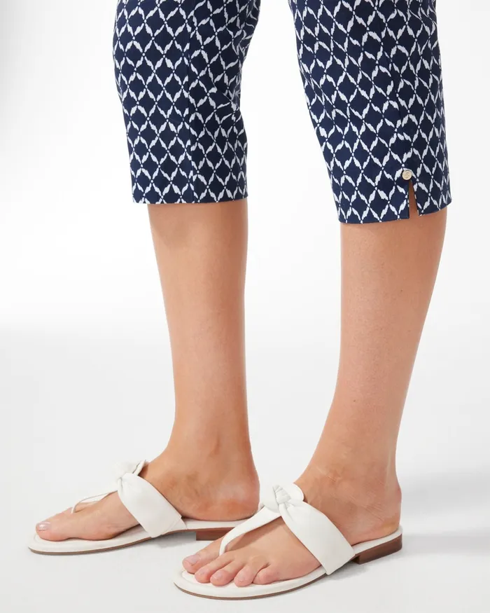 Chico039s Brigitte Diamond Ikat Print Capris Classic NavyWhite Women Pants