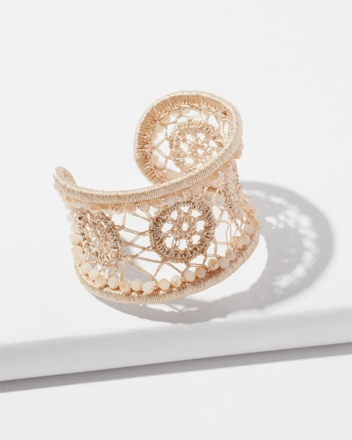 Chico039s Crochet Cuff Bracelet Neutral Women Bracelets
