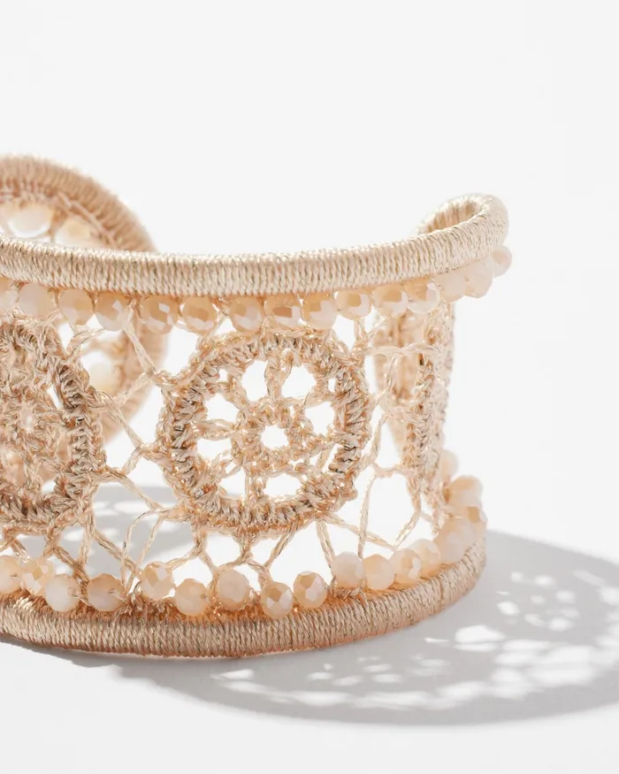 Chico039s Crochet Cuff Bracelet Neutral Women Bracelets